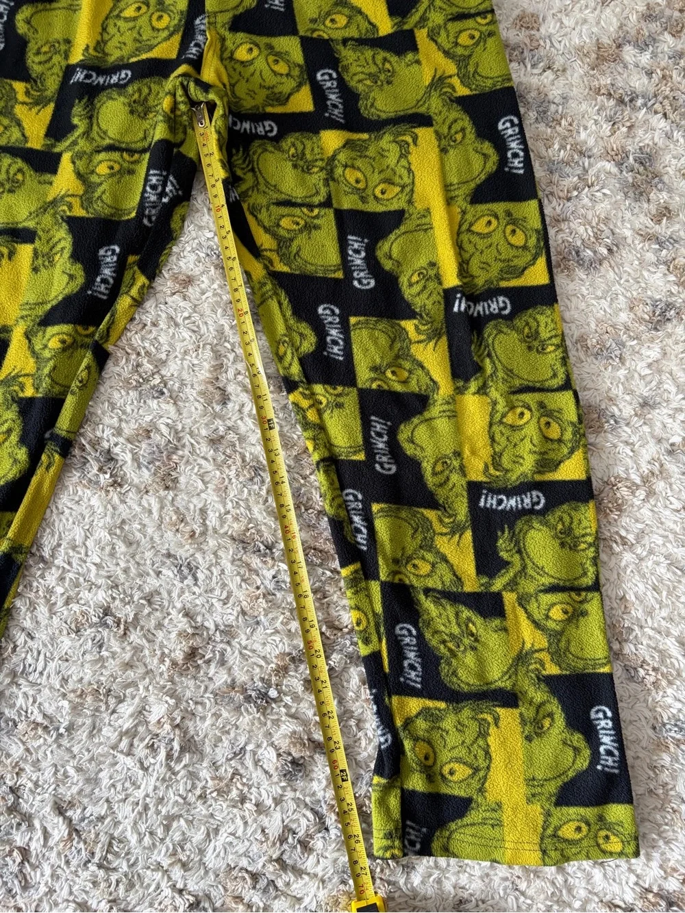 Dr. Seuss Grinch Yellow and Black Fleece Pants